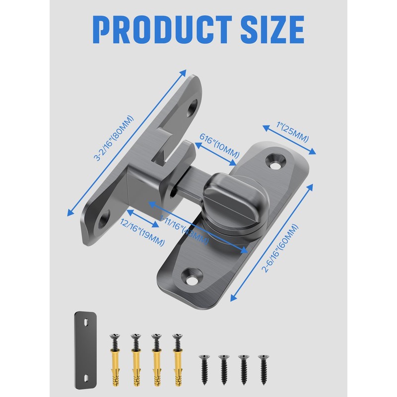 MeBantoo 90/180 Degree Flip Barn Door Lock, Protect Privacy -