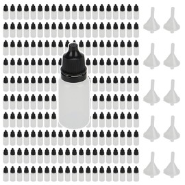 KEILEOHO 200 PCS 10ml Black Empty Dropper Bottles, Eye Empty Dropper with 10 Small Funnels, Squeezable Dropper Bottle for Paint, Essence