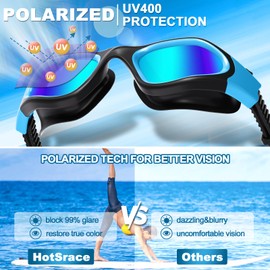 HotSrace Polarised / Non-Polarised Swimming Goggles Anti Fog UV Protection Adjustable Comfort Professional Swimming Goggles for Men Women Adults Teenagers