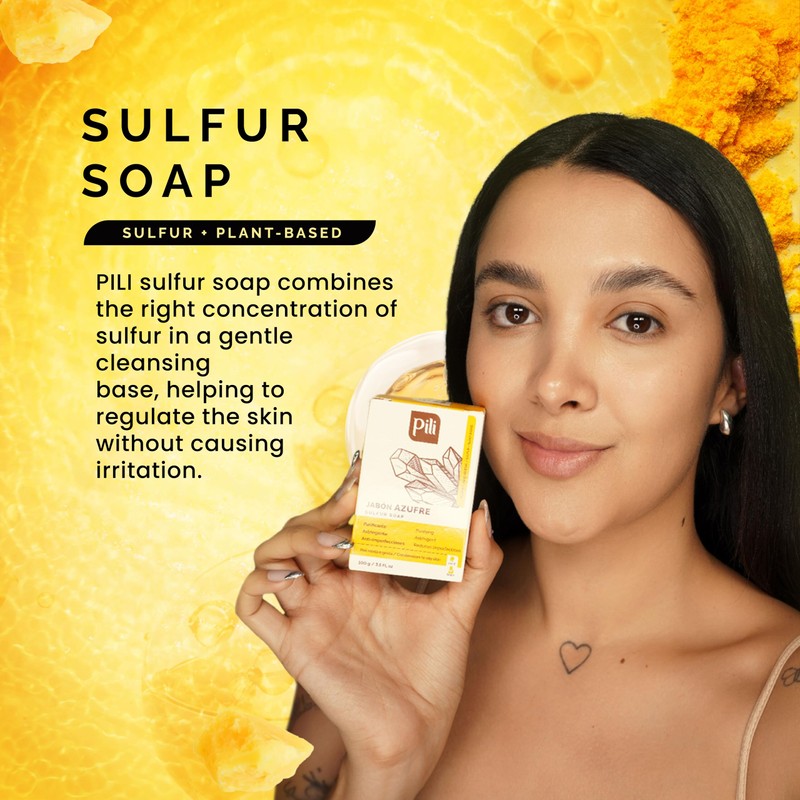 Pili Natural Sulfur Soap Bars (3 Pack) Jabón de azufre