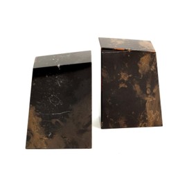 Bey-Berk Tiger Eye Marble Stone Bookends, Brown – Heavy-Duty Desk and Bookshelf Organizer, Decorative Book Holder