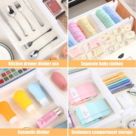 Yafe 6 Pack Drawer Dividers, Adjustable Drawer Organiser Divider(11.3-20"), 3.2" High Extendable Plastic Drawer Dividers for Kitchen Bedroom Office Desk Cosmetic Cutlery Organisers(white)
