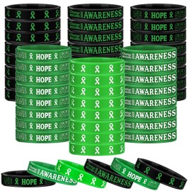 Sosation 180 Pcs Mental Health Awareness Bracelet Green Awareness Ribbon Silicone Bracelets with Inspirational Saying Unisex Depression Bracelet for Women Men, 6 Styles