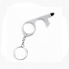 No-Touch Door Opener, 1pcs No-Touch Door Opener Opener Keyring Tool Safe Touch Key for Outdoor ATM Machine Elevator(Silver)