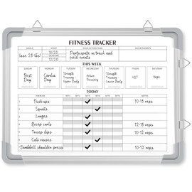 Lincia 24 x 18 Inch Fitness Tracker Whiteboard Workout Calendar for Home Gym Dry Erase Planner Hanging Removable to Do List for Wall Whiteboard with Aluminum Frame for Gym Program Christmas(Style A)