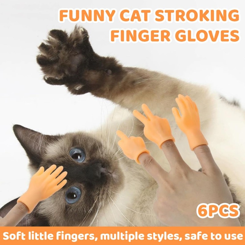 Pack of 6 Mini Hands Finger Puppets, Small Hands, Tiny