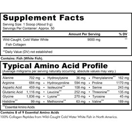 Codeage Marine Collagen Powder - Wild-Caught Hydrolyzed Fish Collagen Peptides - Type 1 & 3 Collagen Protein Supplement - Amino Acids for Skin, Hair, Nails - Paleo Friendly, Non-GMO, 15.87 Ounces