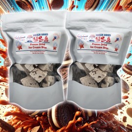 2-Pack Freeze Dried Ice Cream Bites - Cookies & Cream Flavor - Freeze Dried Ice Cream Candy for Kids & Adults - Perfect Snack for Hiking, Camping & Party - Does Not Melt