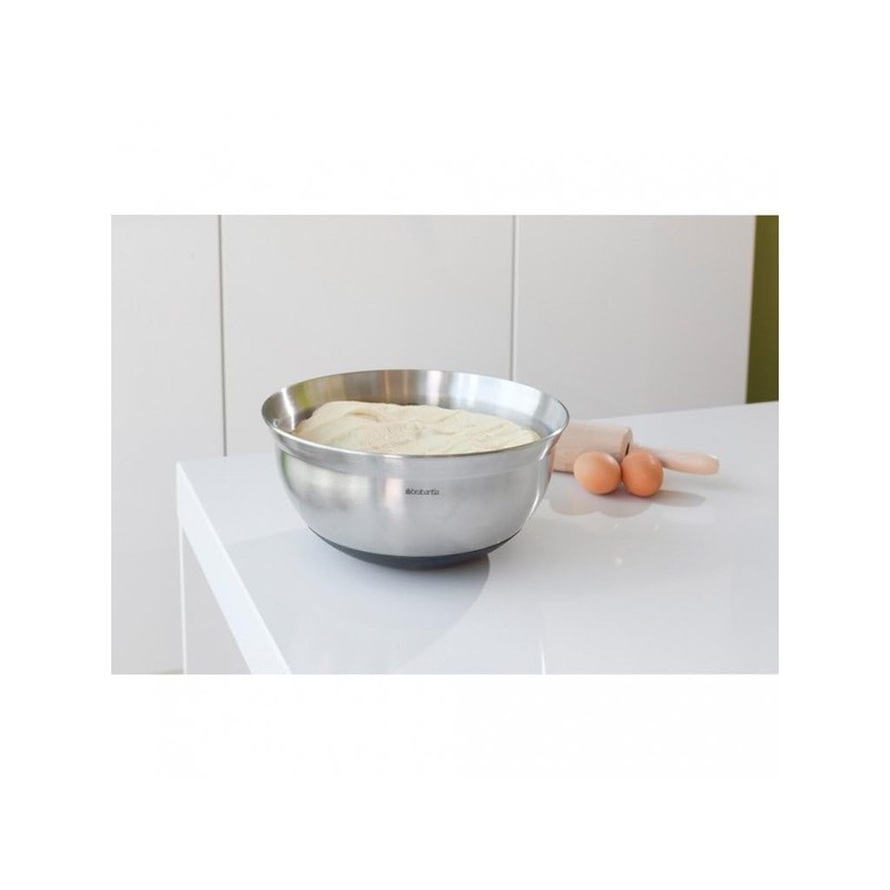 Brabantia 363863 Rührschüssel, Edelstahl mit hitzebeständigem Silikonboden 3.0 Liter