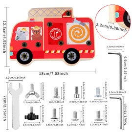 Montessori Toy, Montessori Wooden Screw Board, Children's Screw Toy, Fire Brigade Toy, Screw Boards Children Sensory Learning Toy Gifts for Girls Boys 3 4 5 6 Years
