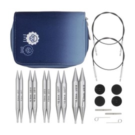 KnitPro Nova Interchangeable Needle Set – 5 x 13cm Circular Knitting Pin Pairs with Accessories Nova Chunky Set for Beginners, Professionals & Gift Set, Silver