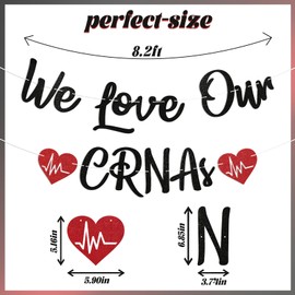 We Love Our CRNAs Banner - Happy CRNA Week Week Decorations, Certified Registered Nurse Anesthetists Week Party Decorations, Nurse Anesthetist Appreciation Decorations Black Glitter