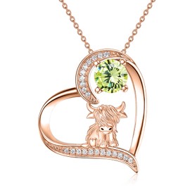 MEIDERBO Highland Cow Necklace 925 Sterling Silver August Birthstone Pendant Highland Cow Jewelry Gifts for Women