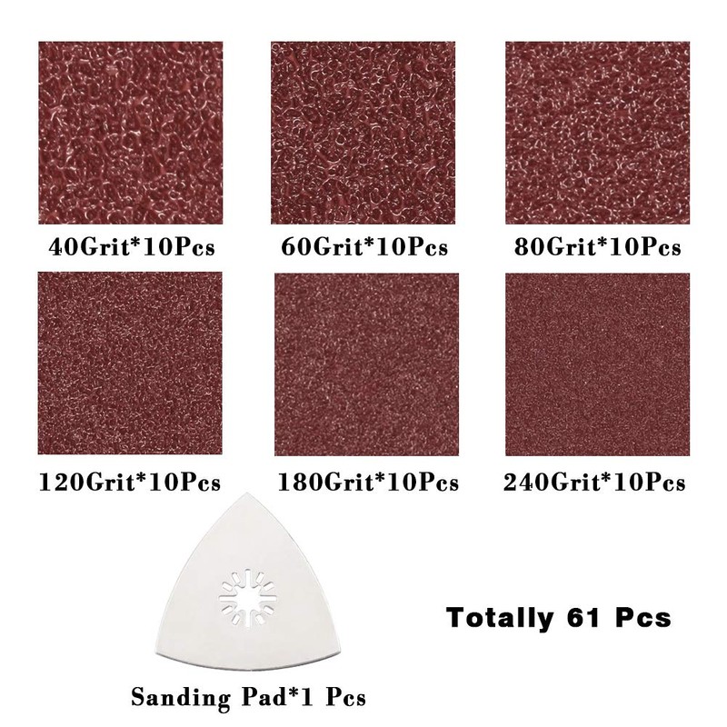 SPEEDWOX 61 Pcs 80mm Triangular Velcro Sanding Discs Stainless Steel