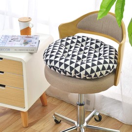 vctops Bohemian Soft Round Chair Pad Garden Patio Home Kitchen Office Seat Cushion Black White Diameter 18"