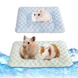 FOSDICK 2PCS Rabbit Cooling Pad, 32x21cm Hamster Cooling Pad Summer Ice Silk Sleeping Bed for Rabbit Bunny Hamster Puppy Guinea Pigs Cool Pad