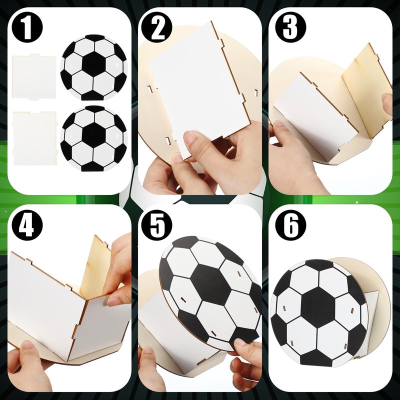 12 Soccer Centerpieces Wooden Table Decor, Black White