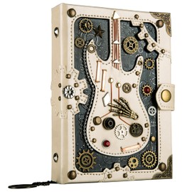 LZlightactor Punk Style Leather Journal Writing Notebook Handmade Diary Book for Man/Woman Journal for Office School Supplies Composition Notebooks Planner Blank Paper A5 6.5" x 4.8"（white）