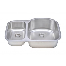 Wells Sinkware CMU3221-79D Craftsmen Series Stainless Steel Kitchen Sink, 32" 40/60 D-shape, Brushed Matte Finish