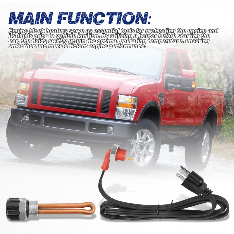Engine Block Heater Assembly Compatible with Ford F250 F350 F450