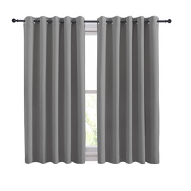 NICETOWN Silver Grey Blackout Curtain Panels for Bedroom, Thermal Insulated Extra Wide Blackout Draperies and Drapes for Basement (2 Panels, W70 x L54-inch)