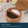 KITCHENDAO Acacia Wood Salt and Pepper Bowl Box, Built-in Spoon,