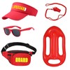5Pcs Lifeguard Costume Set, Life Guard Costume Accessories with Red