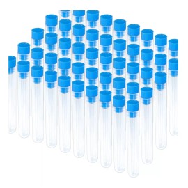 Teenitor Paquete De 50 Tubos De Ensayo De Plástico Tapa Azul