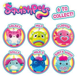 SquishPets Keychain Sinty Wave Soft Toy in Key Ring 6 cm Cyan