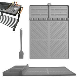 2PCS Blackstone Silicone Mat with Basting Brush, Silicone Grill Mat for Outdoor Grill, Silicone Griddle Mat for Blackstone Grill, Blackstone Spatula Mat with Drip Pad for Kitchen, Cooking, Countertop