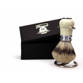 Men Pure Badger Hair Shaving Brush in Ivory Handle with Brush Stand for Wet shavers