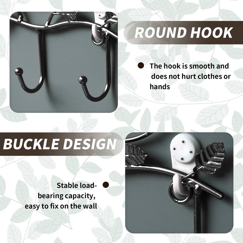 Coat Rack Black Metal Leaves Wall Coat Rack Hallway Wall
