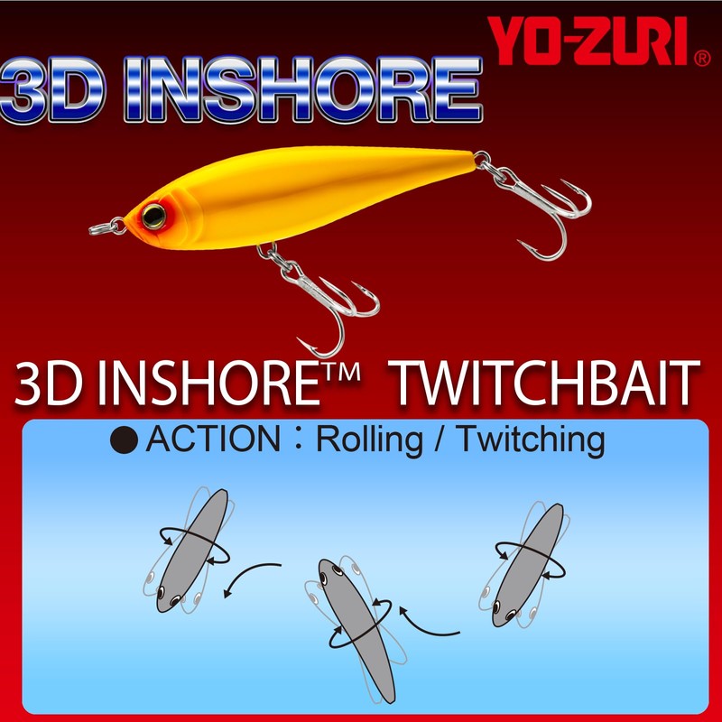 YO-ZURI Salt Lure, 3D Inshore Twitchbait (SS) 110mm Color: Pearl
