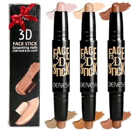 Contorno maquillaje en barra, Corrector Maquillaje 2 en 1, 3pk lápiz corrector, Highlighter Makeup Stick, Maquillaje natural y resistente al agua, Llumina El tono de La Piel.