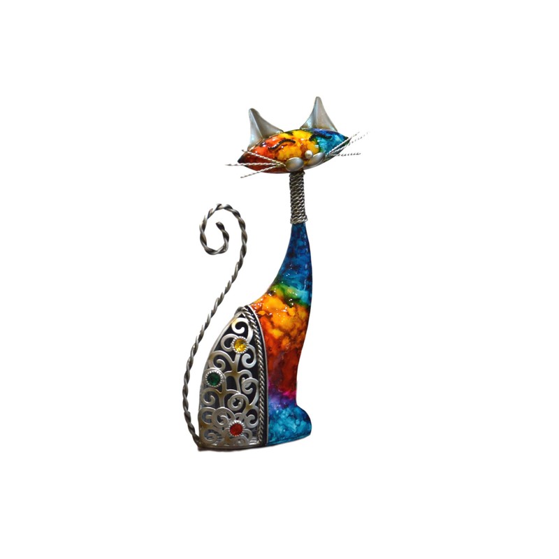 Juliana Design Natural World Hand Painted Decorative Multicolour Cat Ornament