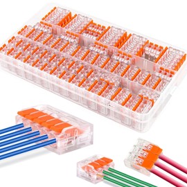 Pack of 60 Cable Connectors, Cable Clamps with Actuation Lever, 4 mm² Conductor Clamp, Electronic Connection Blocks, Connection Clamp Can Be Combined for Fixed Cable 2-3-5 Conductors