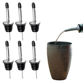 6 Pack Liquor Bottle Pourers Stainless Steel, Bottle Pourers for Alcohol with Dust Caps, Speed Pourers for Liquor Bottles, Bar Pour Spouts, Olive Oil Spout for Kitchen, Bartending Supplies Essential