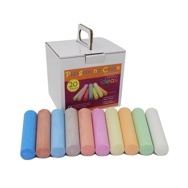 Bright Ideas PK20 10cm Giant Assorted Playground Chalk, Assorted Coloured