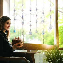 6 Pcs Sun Catchers Indoor Window, Colorful Crystal Suncatcher Prism for Windows Hanging Outdoor Garden Home Balcony Ceiling Wall Room Decor Aesthetic Wedding Party Rainbow Maker Ornaments Gifts