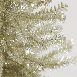 Vintage Look Silver Tinsel Christmas Tree by Factory Direct Craft - Tinsel Tree for Tabletop Christmas Displays and Holiday Decorating (15 Inches)