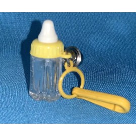 Vintage 80s Plastic Clip On Bell Bottle Charm ( Yellow )
