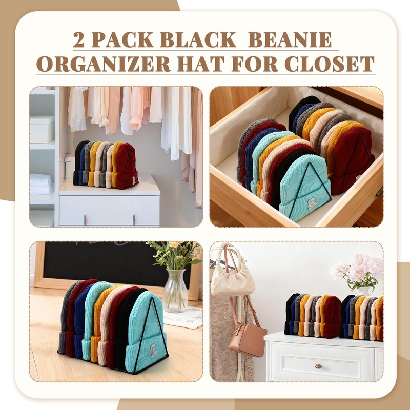 Kathfly 2 Pcs Beanie Organizer Holder Metal Hat Display Rack