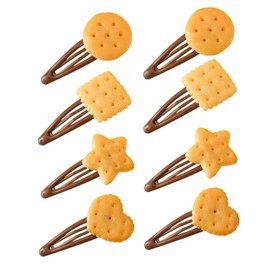 8 Pcs Novelty Biscuit Snap Clips Cute Food Hair Clips Fun Cookie Hairpins Baking Barrettes Funky Cartoon Hair Accessories for Back to School, Cosplay, Birthday & Costume