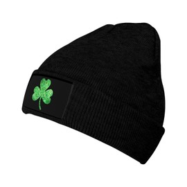 Cute Clover Winter Hat Warm Knitted Lucky Green Shamrock Slouchy Beanie Hat Skull Cap Men Women St. Patrick's Day Gifts