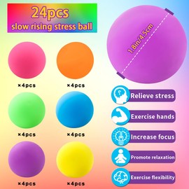 JOISHOP 24 Pack Mini Slow Rising Stress Balls，4.5cm Small Sensory Squishy Stress Balls Squeeze Fidget Stress Relief Balls for Kids Adults Party Favors