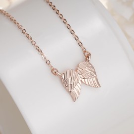 MIXJOY Little Hug from Heaven Angel Wings Necklace for Women, Guardian Angel Gift, Sympathy Memorial Gift for Loss of Loved One, Comfort Gifts for Friends Family Members Passed Away, Rose Gold