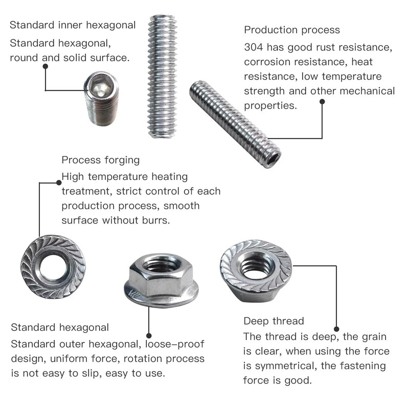 Stainless Steel Oil Pan Stud Bolts Kit Compatible for Chevy