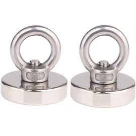 JAKAGO 41KG Pulling Force Strong Rare Earth Magnets Round Neodymium Fishing Magnet Diameter 1.4" (36mm) Magnetic Hooks for Magnet Fishing Magnet Metal Detector Recovery Treasure Finder (2 Pieces)
