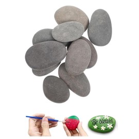 YANGWEN Pack of 10 Stones for Painting, 3-5 cm Smooth Large Pebbles, Drawing Painted Rocks, Natural Stone Pebbles Beach and River Pebbles for DIY Painting, Aquarium and Garden Decoration