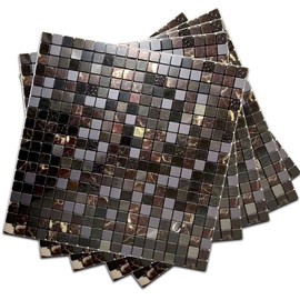 XUANINY Peel and Stick Backsplash Tiles for Kitchen,Bathroom,Fireplace,Self Adhesive Metal Aluminum Mosaic (12"x12") (5, Black Mix)